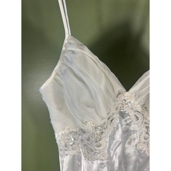 90’s Victorias Secret L Ivory Satin Lace Chemise VTG Silky Ballerina Slip Dress - Picture 4 of 10